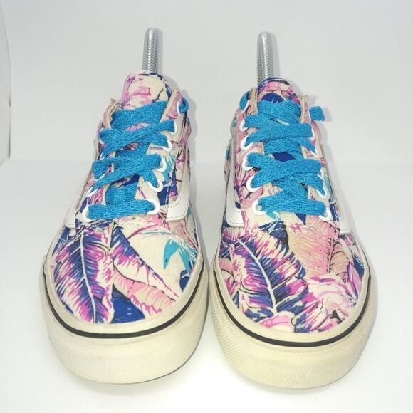 Vans Off The Wall Floral Themed Pink And Blue Sneakers Women's Size 5 - Picture 3 of 8